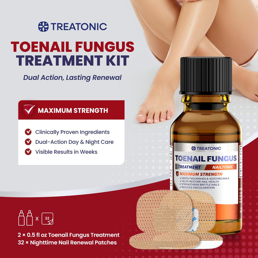 Treatonic nighttime renewal patch on nail delivers eight-hour targeted care.