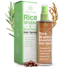 Tree of Life Beauty rice water spray bottle ready for effortless application to nourish hair.