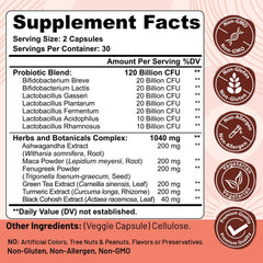 Trehealtt probiotic capsules close-up with a two-capsule daily serving for digestive support