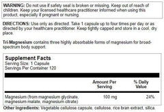 Tri-Magnesium complex showing magnesium oxide, malate, and citrate