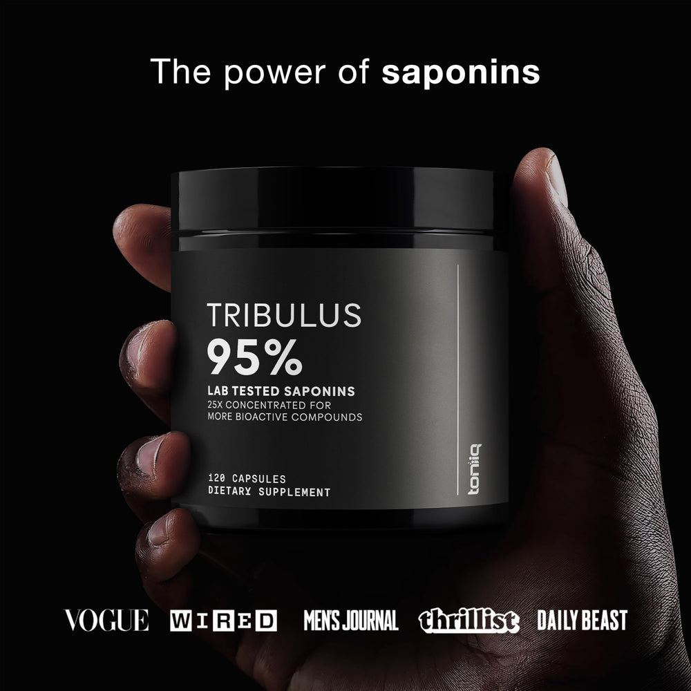 Label close-up on Tribulus Terrestris bottle