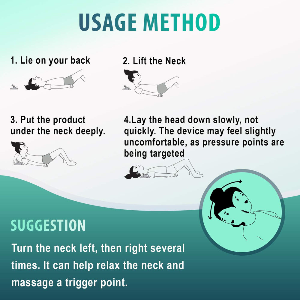 Pillow positioned under neck and shoulders for muscle relaxation