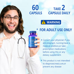 Professional at desk studying with Trihood Brain Supplement nearby
