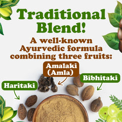 Earthy and tart flavor profile of Triphala powder