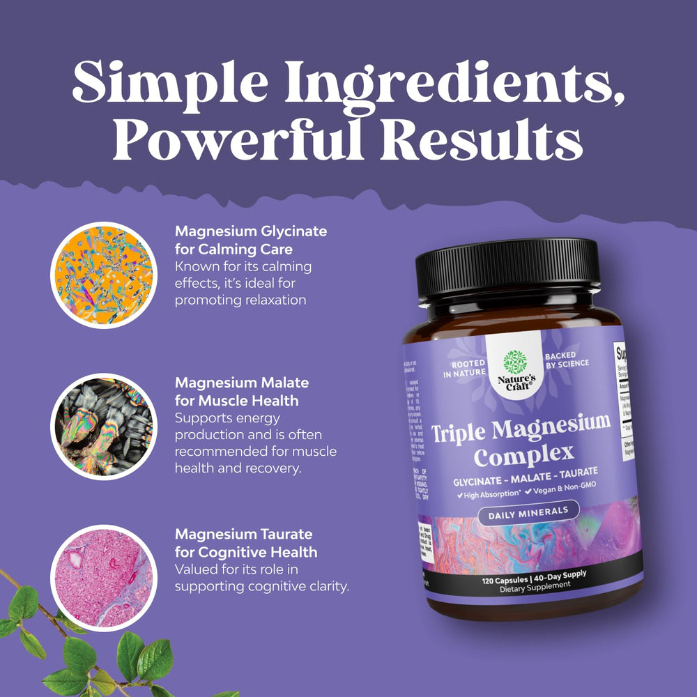 Close-up of product label for Triple Magnesium Complex 400 mg
