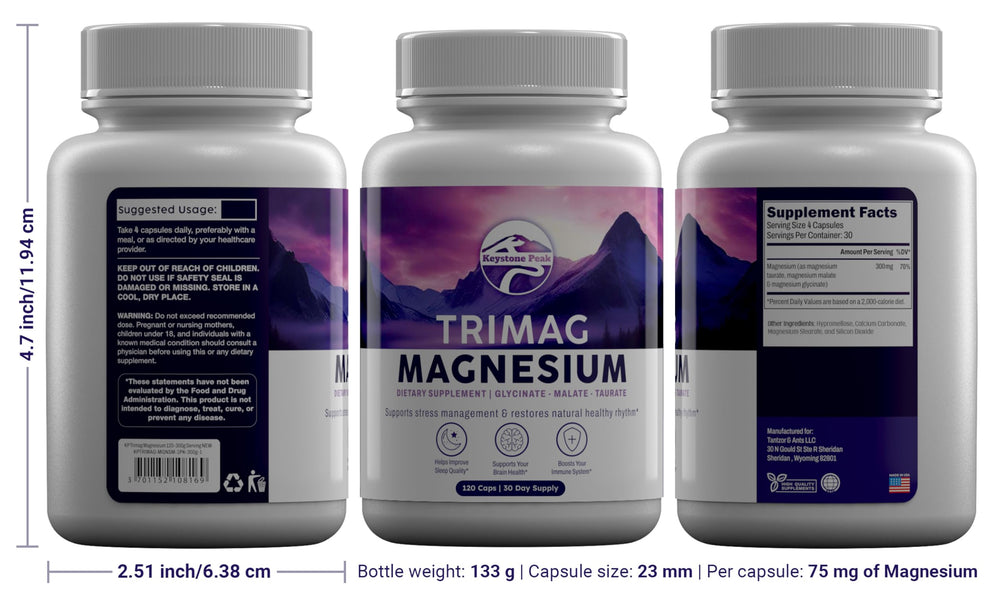 One month supply of magnesium capsules