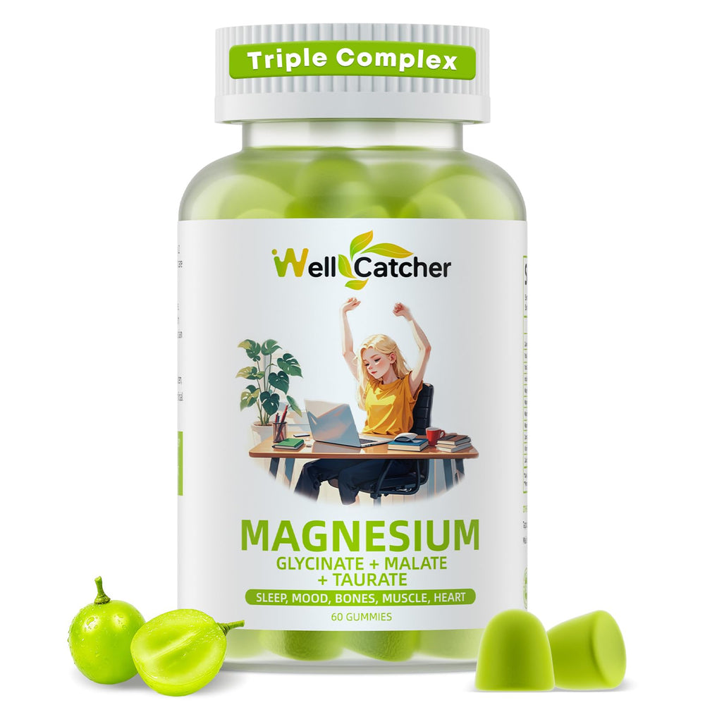 Bottle of Triple Magnesium Complex Gummies for sleep, mood and bone health