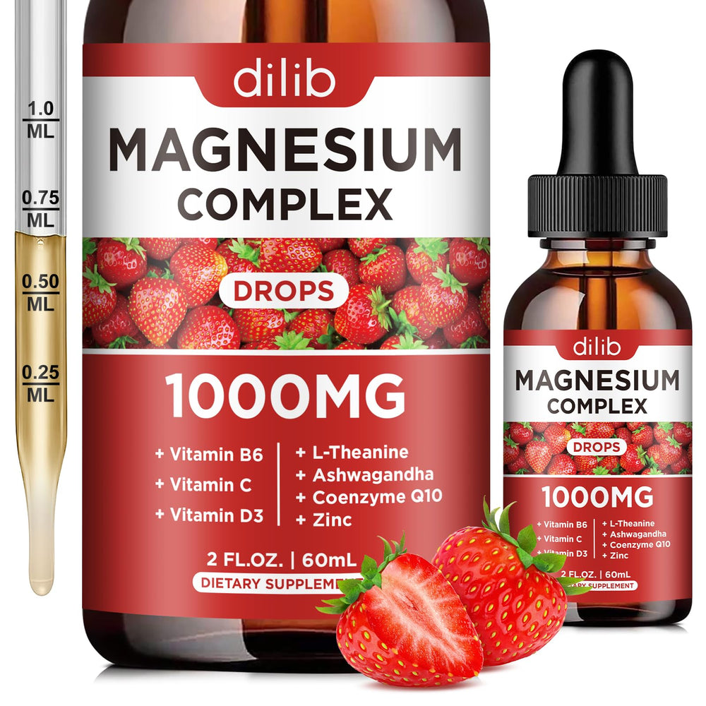 Bottle of Triple Magnesium Complex Liquid Drops 1000mg with strawberry flavor