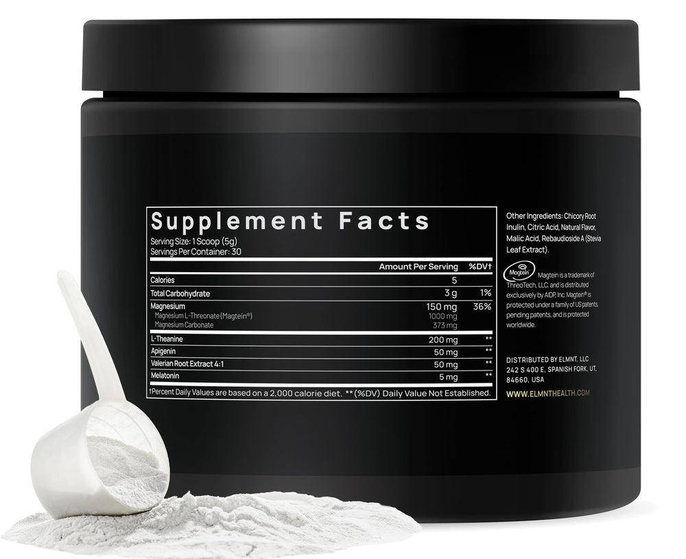 Ingredients list and supplement facts for Triple Sleep Powder