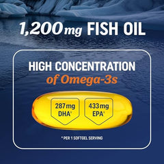 Close-up of Omega-3 Fish Oil 1200 mg bottle label