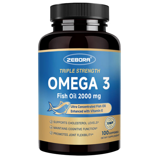 Triple Strength Omega-3 Fish Oil 2000mg Vitamin E bottle – hero image
