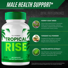 Product shot of Tropical Rise Capsules with natural background