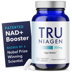 TRU NIAGEN NAD+ supplement bottle with label facing forward