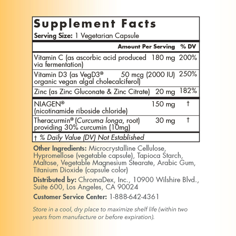 TRU NIAGEN Immune fermentation-derived vitamin C on label