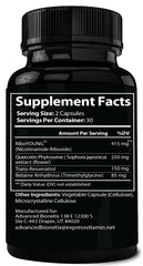 Close-up of NAD supplement capsules and packaging for anti-aging support