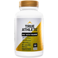 Side angle view of True Athlete ZMA with Theanine bottle