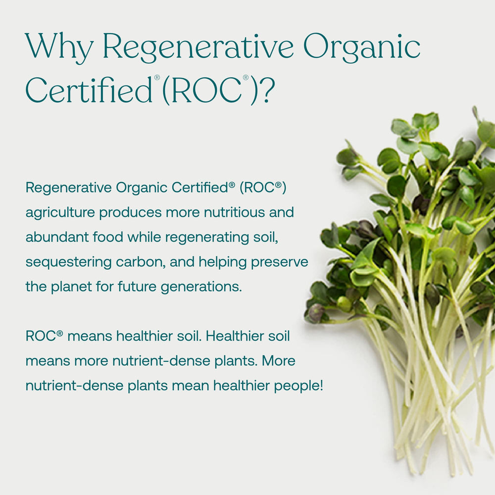 Regenerative Organic Certified badge for True Grace Broccoli Microgreens