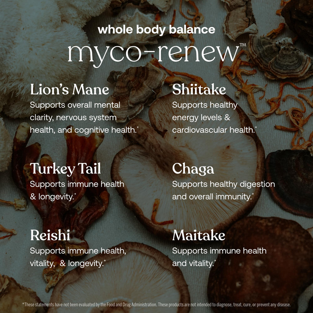Capsules of True Grace Myco-Renew Blend on a white background