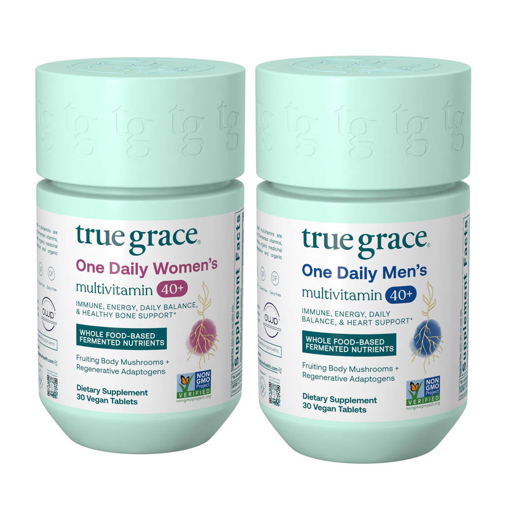 True Grace One Daily Men’s and Women’s 40+ Multivitamin Bundle – 30 vegan tablets per bottle