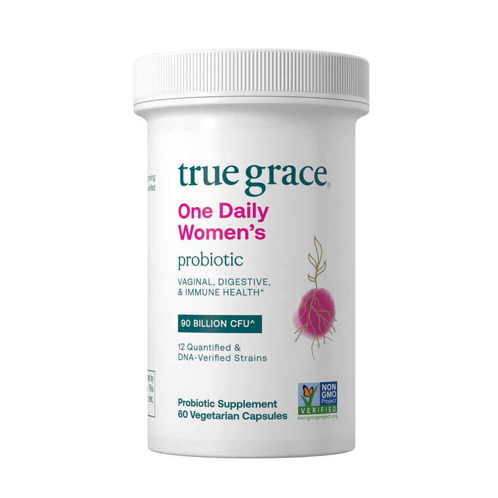 True Grace One Daily Women Probiotic bottle on white background