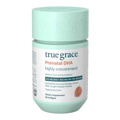 Front view of True Grace Prenatal DHA packaging