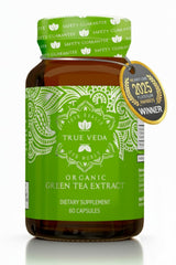 True Veda green tea extract capsules pack in a clean background for daily wellness.