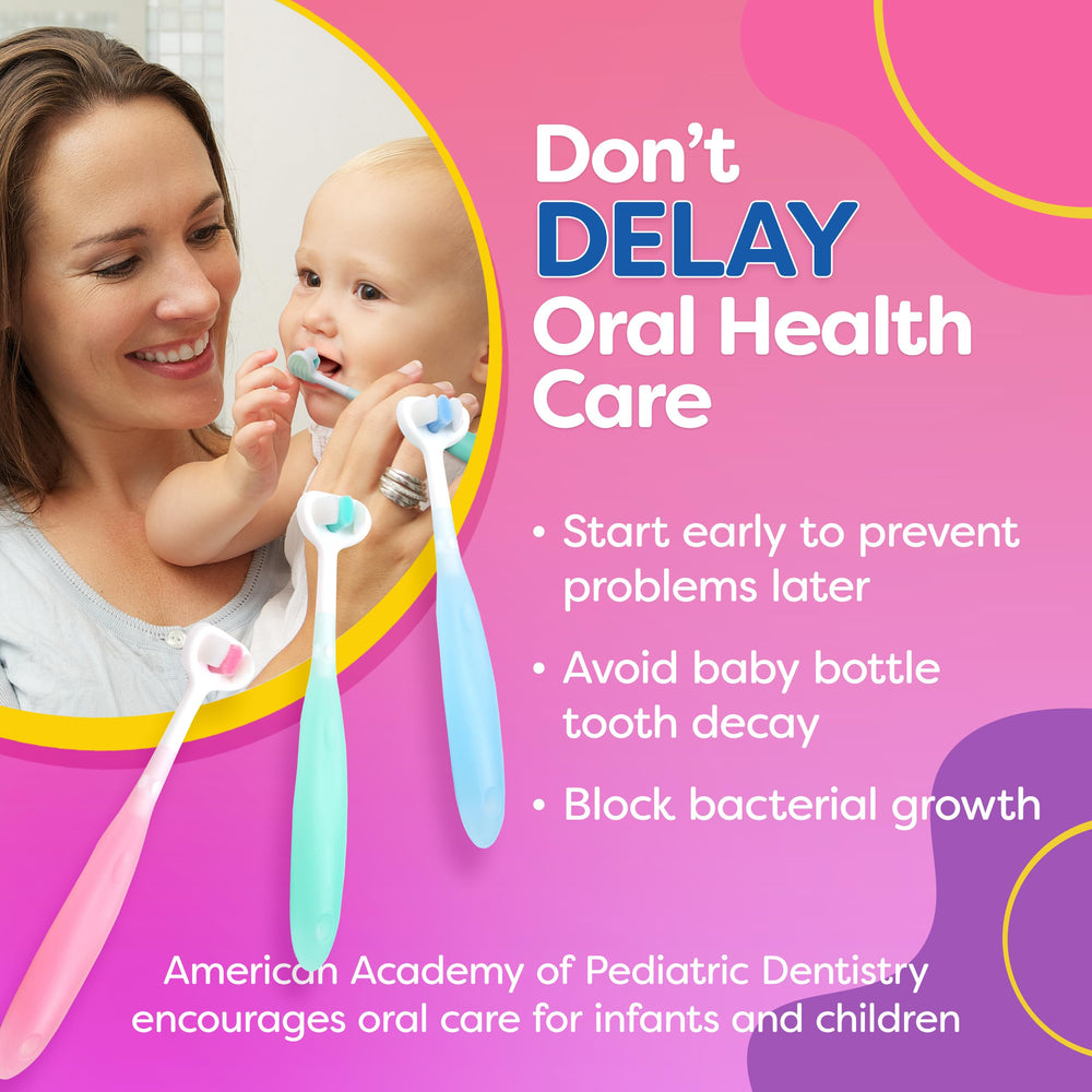 Infant-friendly toothbrush suitable for ages 6-12 months and up