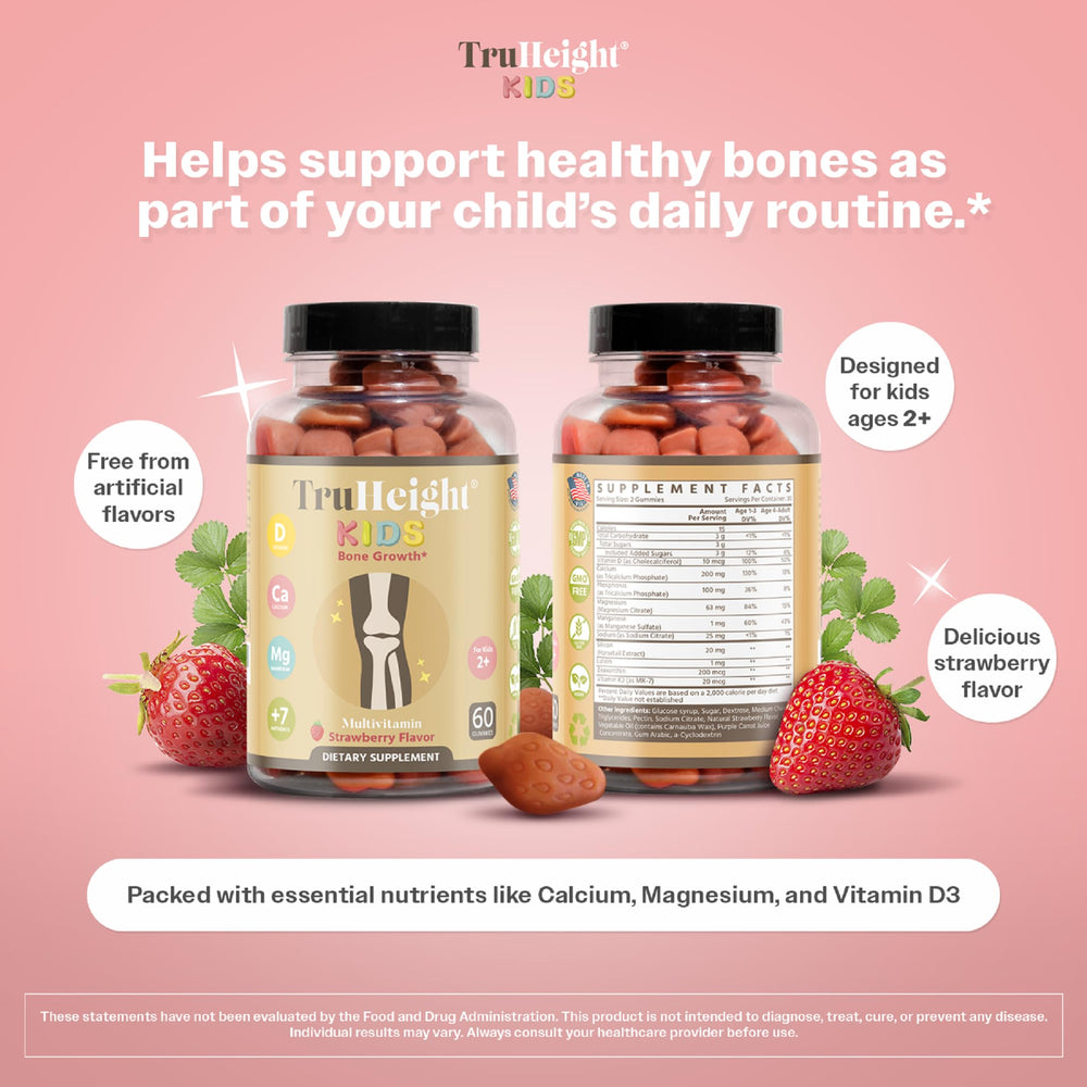 Nutrition facts panel for TruHeight gummies