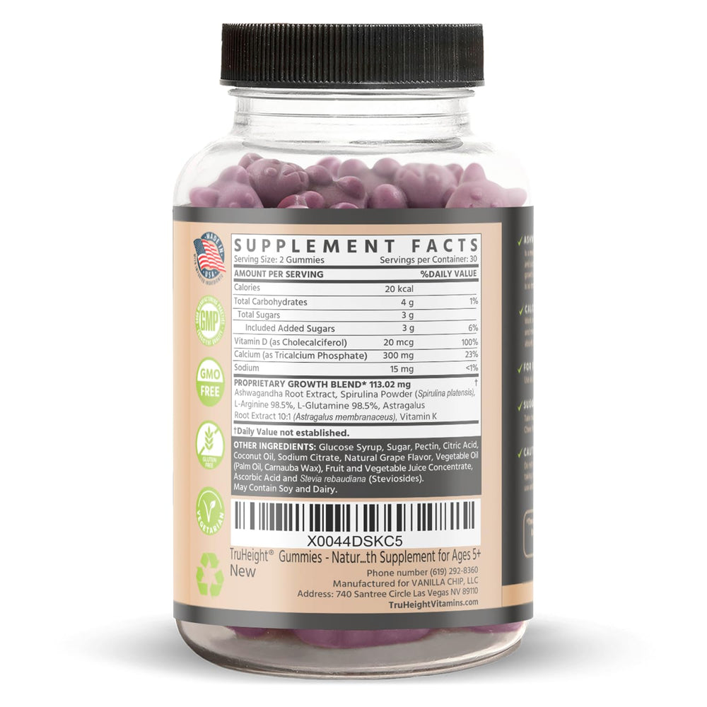 TruHeight Growth Gummies with proprietary 7-herb blend supporting immune well-being