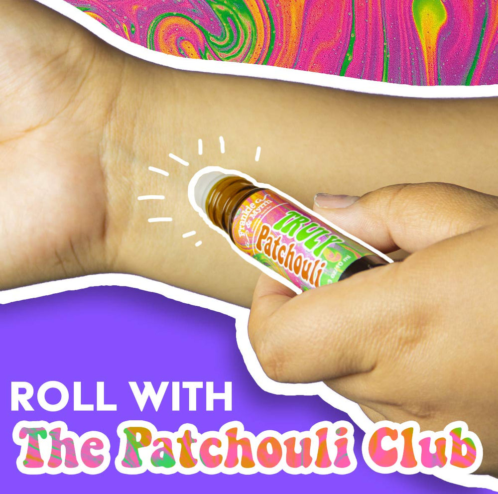 Patchouli leaves and dark aged oil for Truly Patchouli Roll On