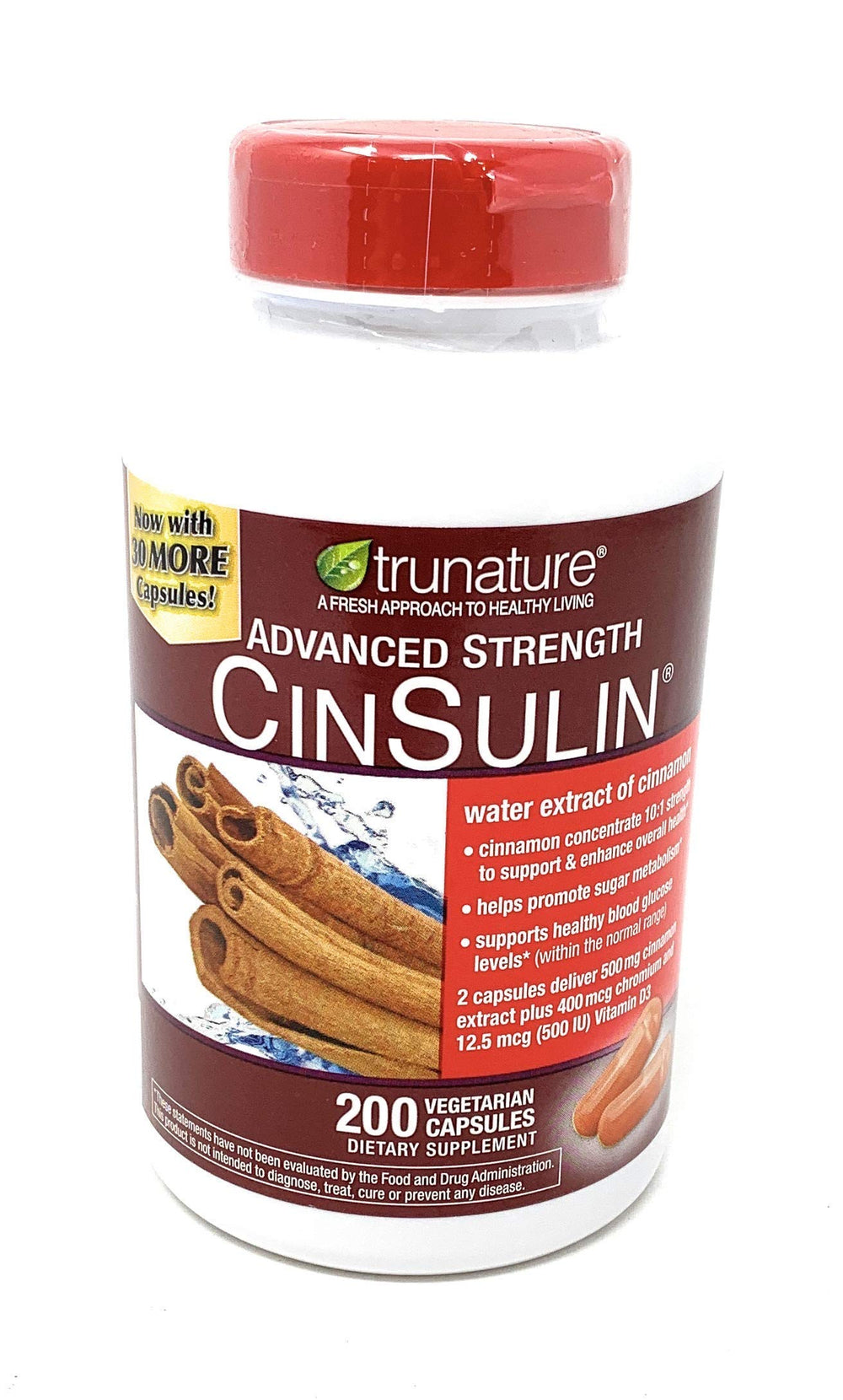 Back of CinSulin bottle showing ingredients