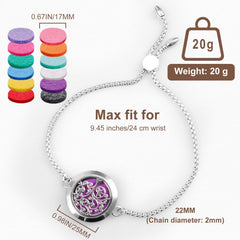 Adjustable stainless steel chain bracelet for aromatherapy