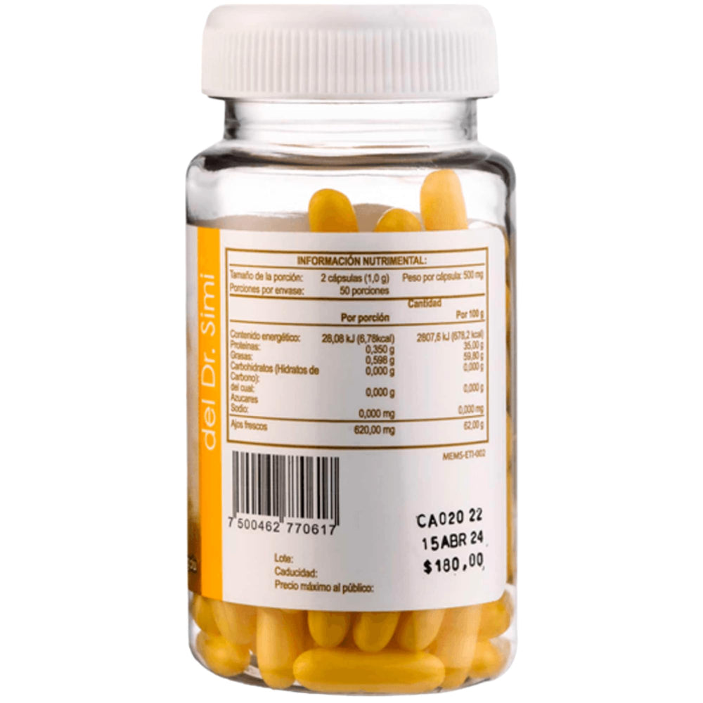 Close-up of organic garlic capsules