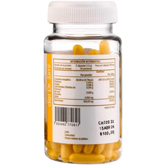 Close-up of organic garlic capsules