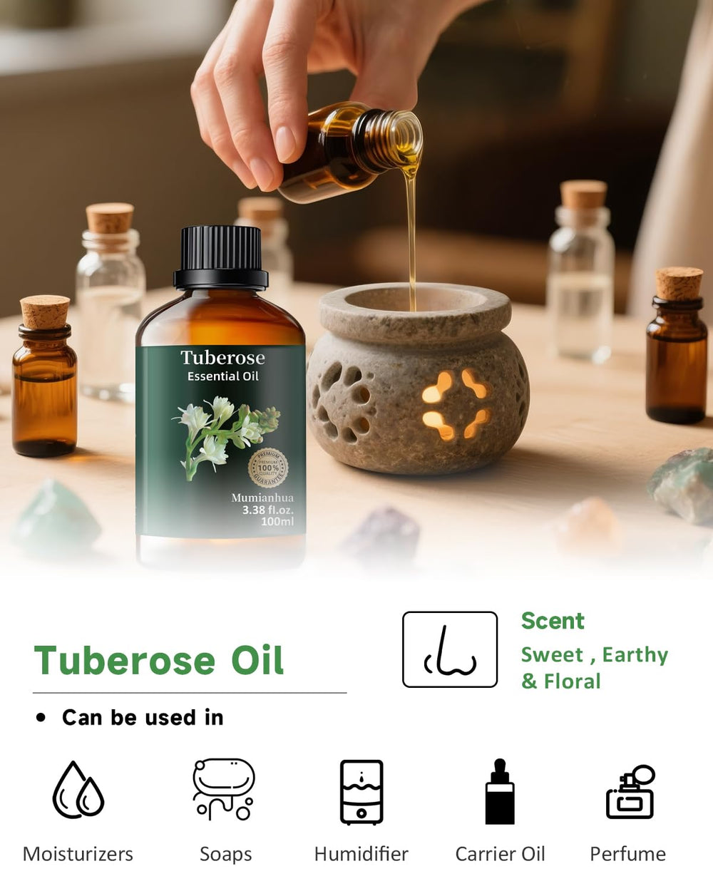 DIY perfumes and room spray using tuberose essential oil