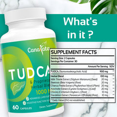 Close-up of Canarata TUDCA Liver Support product label
