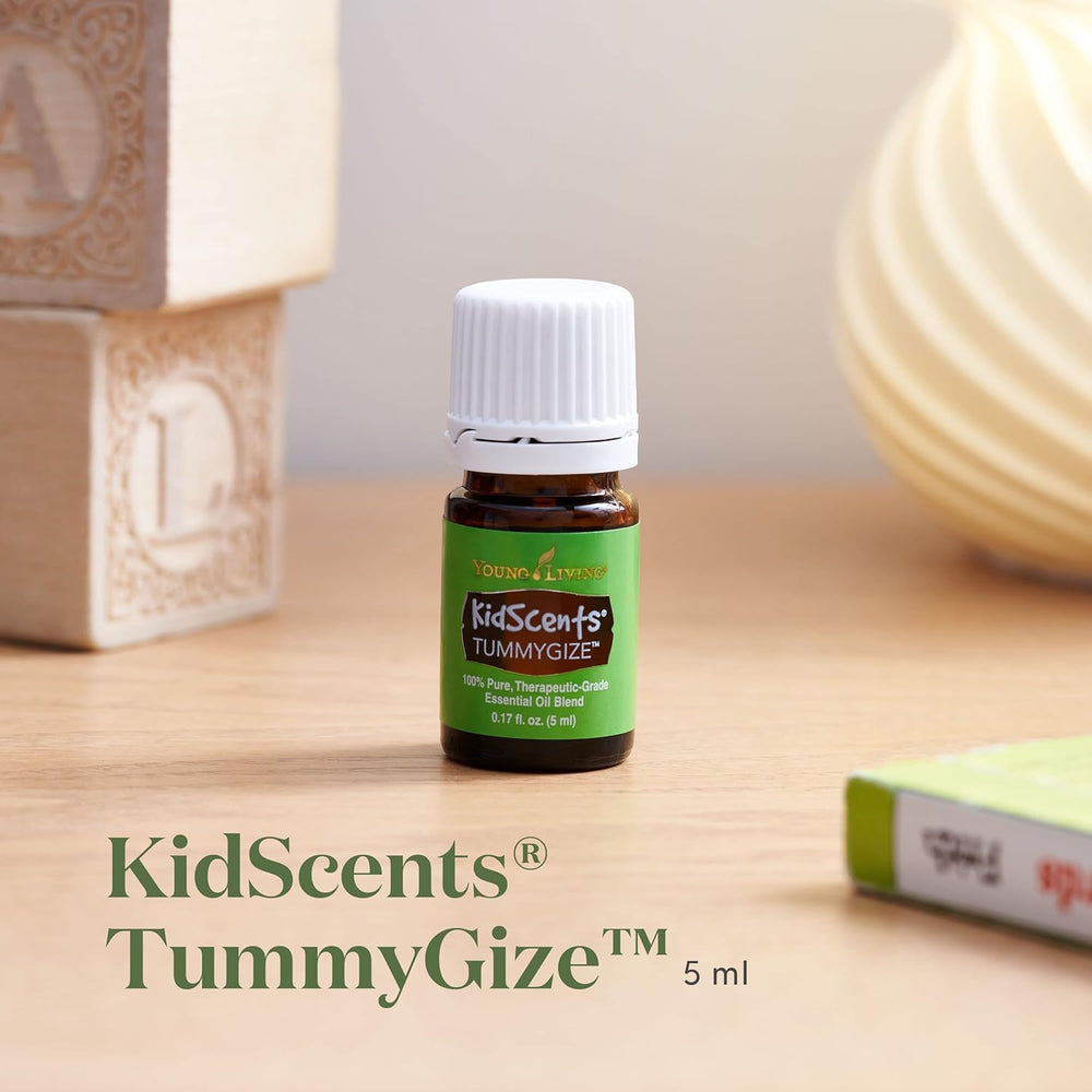 Kid-friendly aromatherapy scene featuring TummyGize