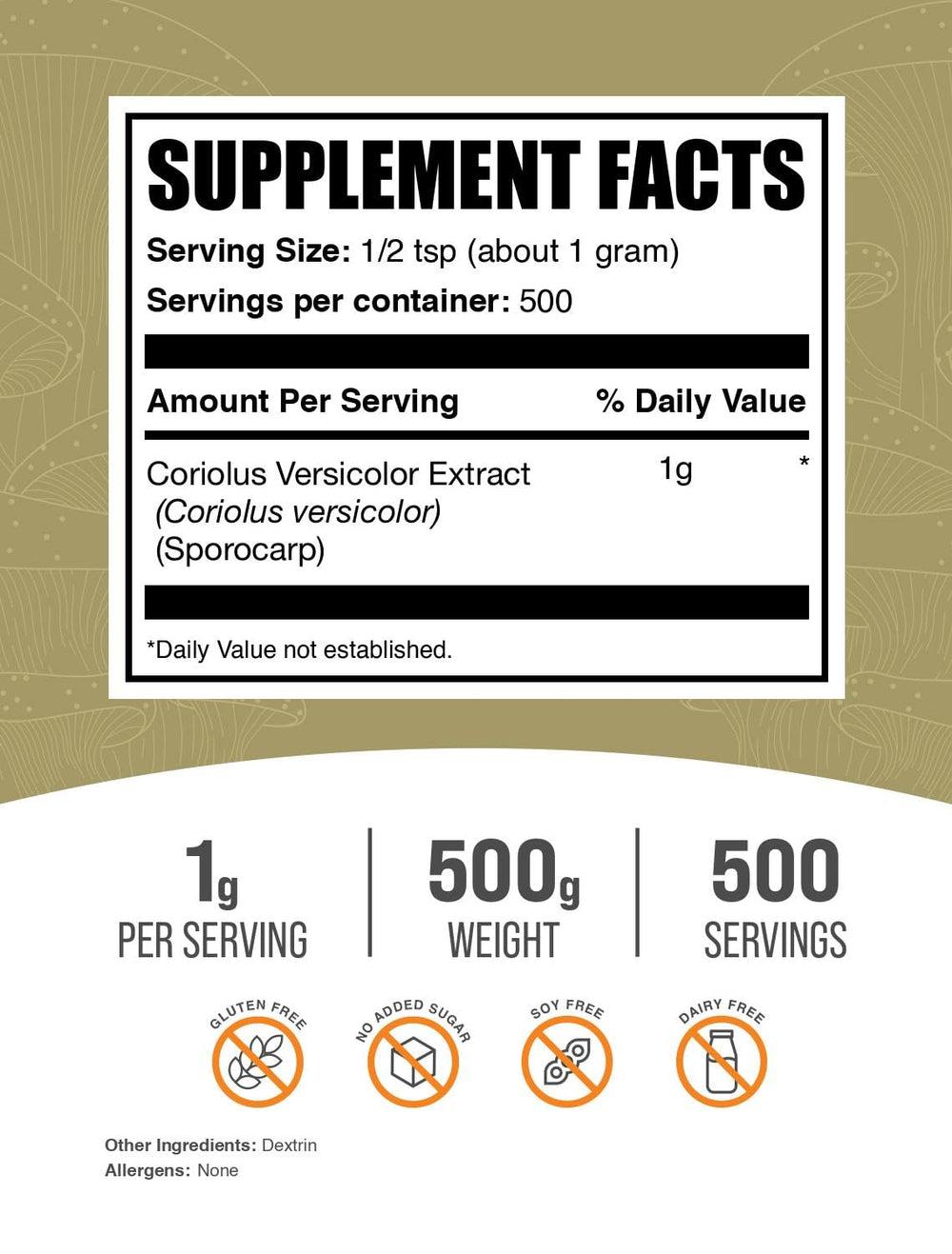 1g serving of Turkey Tail extract powder