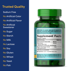 Capsule containing 1000 mg turmeric and 100 mg extract standardized to 95% curcuminoids