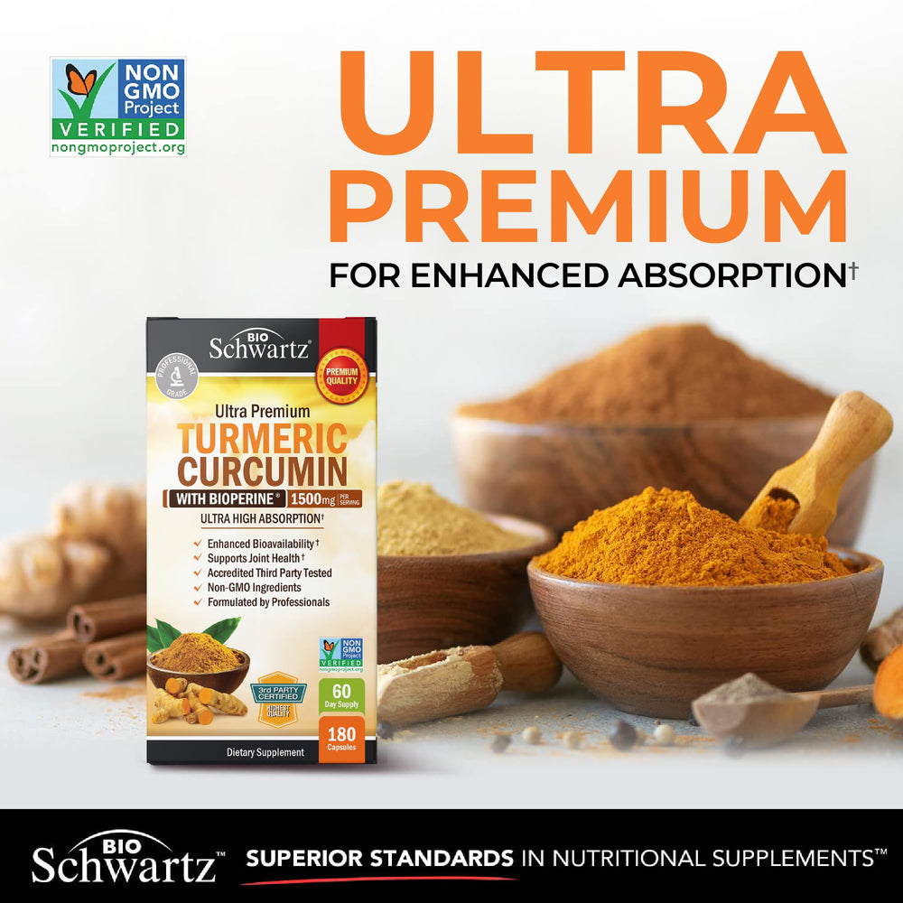 Bottle label shows 95% curcuminoids and non-GMO