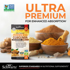 Close-up of turmeric powder and capsules showing potency
