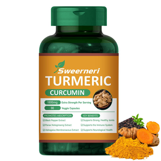 Hero image: Turmeric Curcumin 1800mg with 95% Curcuminoids and black pepper capsules