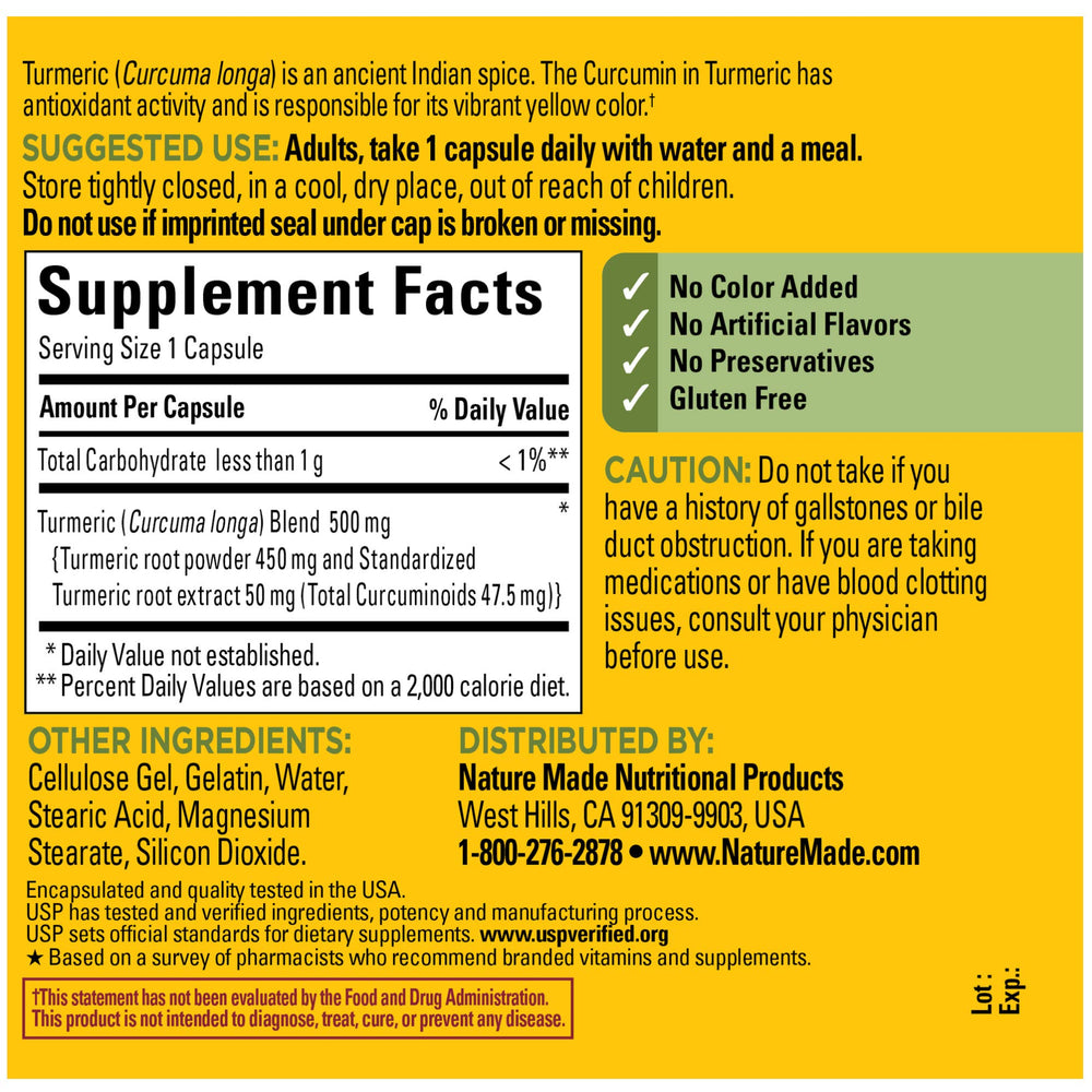 Adult taking Turmeric Curcumin 500 mg capsule