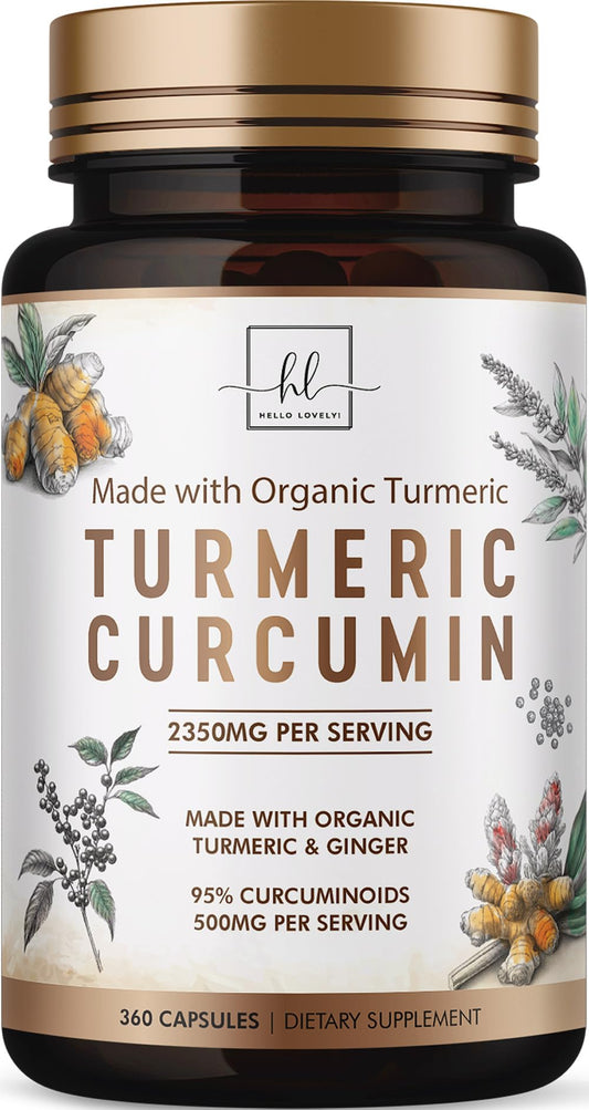 Bottle of Turmeric Curcumin 95% Curcuminoids with BioPerine 360 capsules