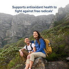 Product label highlighting antioxidant benefits