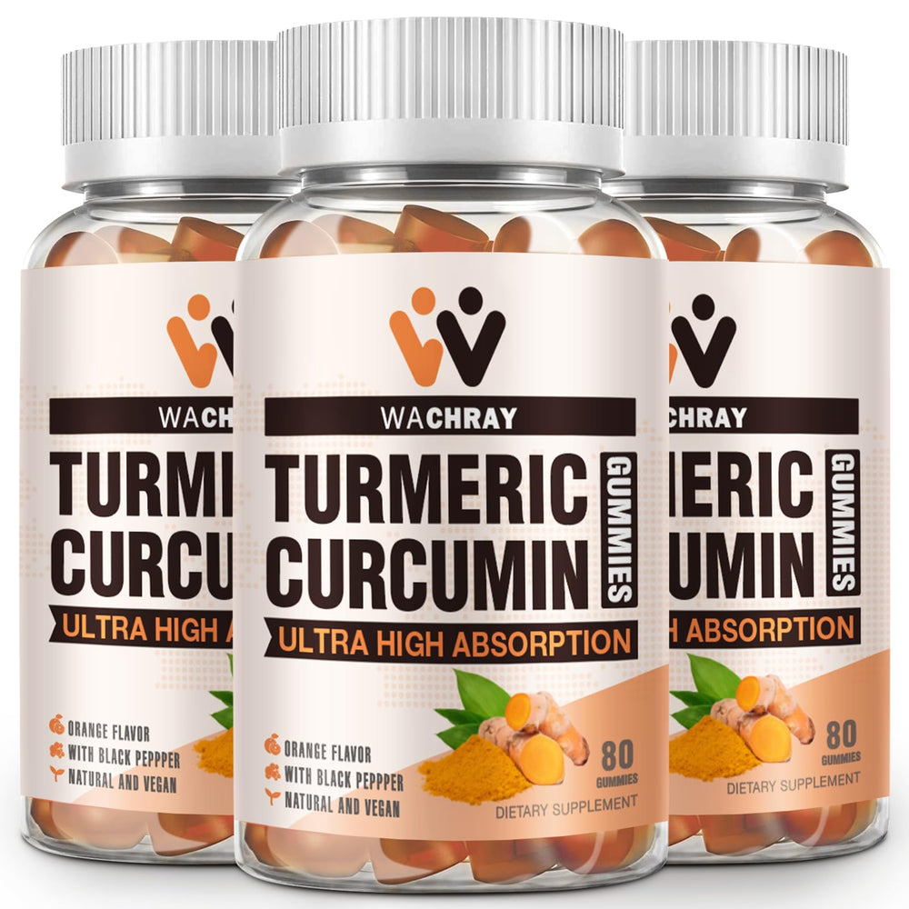 3-pack Turmeric Curcumin Gummies with Ginger and Black Pepper front view