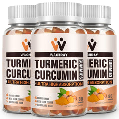 3-pack Turmeric Curcumin Gummies with Ginger and Black Pepper front view