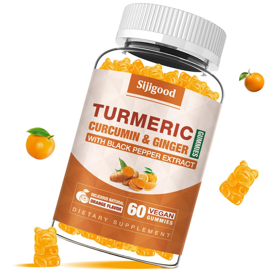 Turmeric Curcumin Gummies with Ginger and Black Pepper – 60 orange-flavored gummies