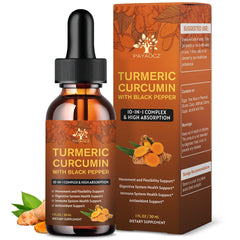 Bottle of turmeric curcumin liquid drops 1 oz