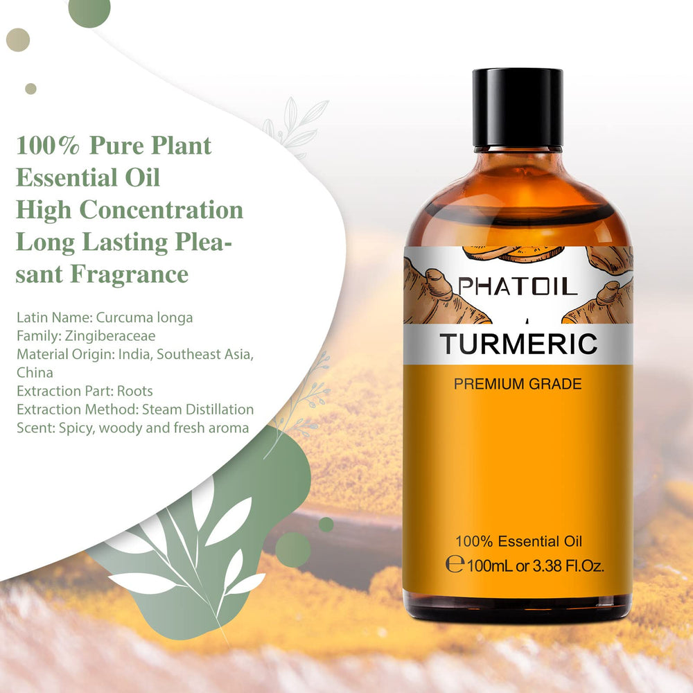 Built-in dropper on turmeric essential oil bottle